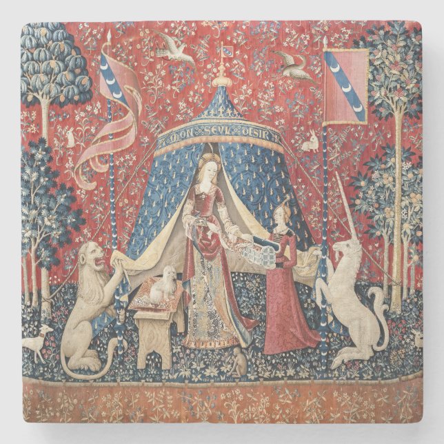 The Lady and the Unicorn, To my only desire Stone Coaster (Front)