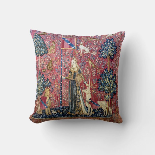 The Lady and the Unicorn, Touch Throw Pillow (Front)