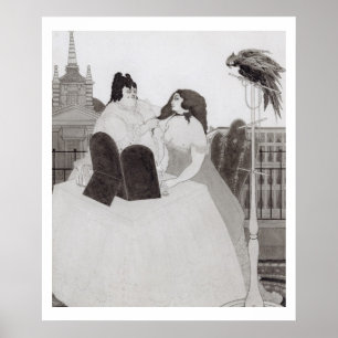 The Lady at the Dressing Table (ink and wash) Poster