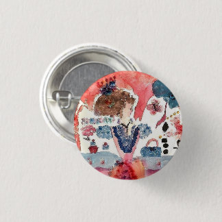 The Lady Collection Brooch/PIn In Watercolor 1 Inch Round Button
