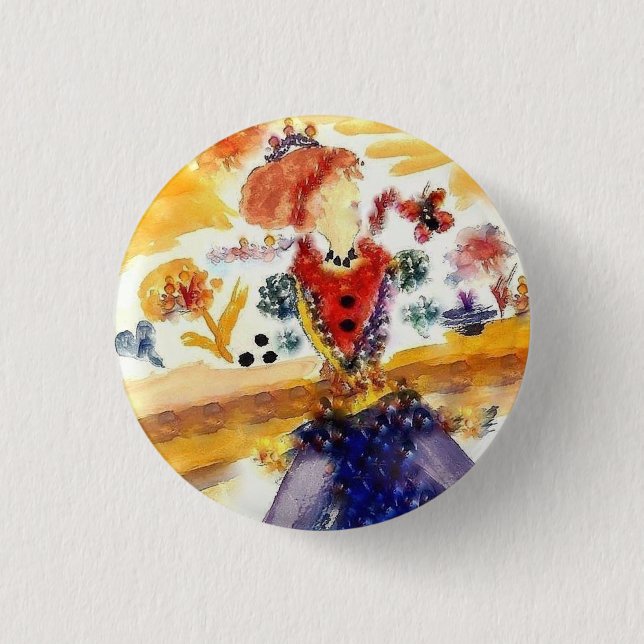 THE LADY COLLECTION (WATERCOLORS) 1 INCH ROUND BUTTON (Front)