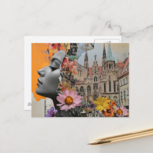 The Lady in a City Collage Postcard