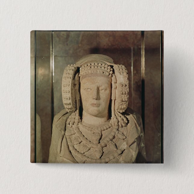 The Lady of Elche 2 Inch Square Button (Front)