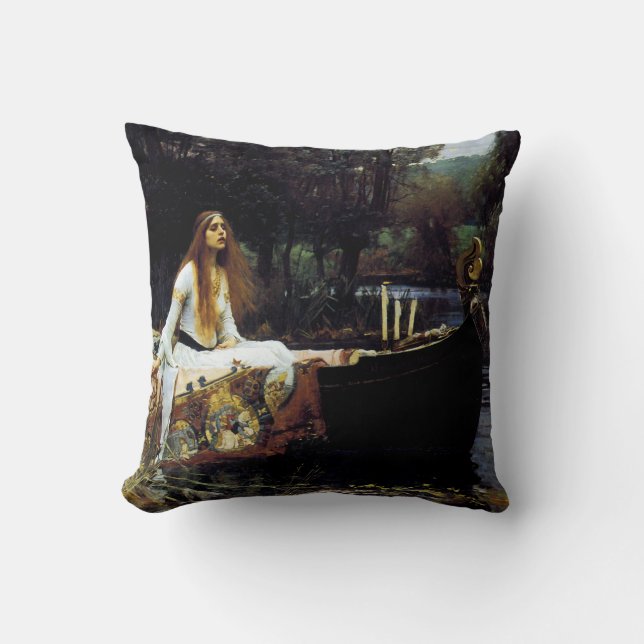 The Lady of Shallot Throw Pillow (Front)