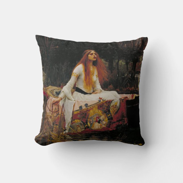 The Lady of Shalott Throw Pillow (Front)