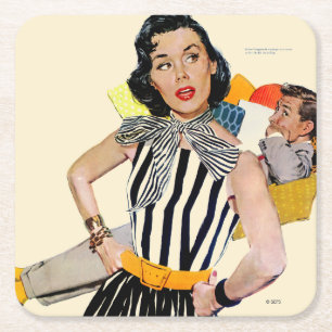 The Lady Was Insulted 2 Square Paper Coaster