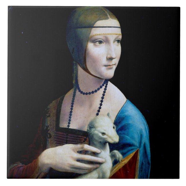 The Lady with an Ermine, Leonardo da Vinci Tile (Front)