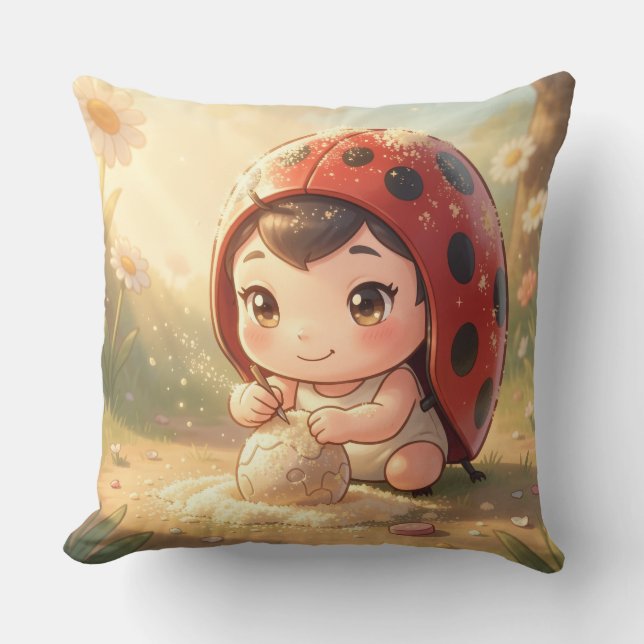 The Ladybug and the Hidden Nectar Kingdom.8 Throw Pillow (Front)