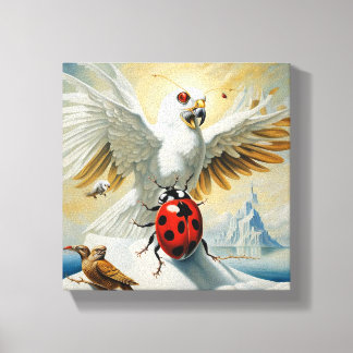 The Ladybug and the White Eagle: A Tale of Nature Canvas Print