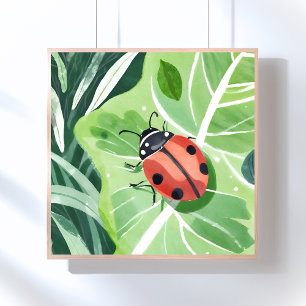 The Ladybug   Pretty Watercolor Painting Poster