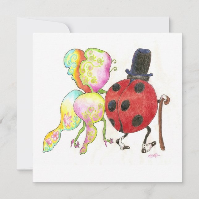 the lady's bug  party invitation (Front)
