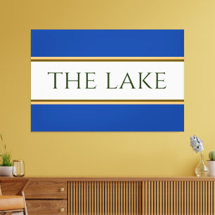 THE LAKE Blue White Orange Brown Racing Stripes Canvas Print