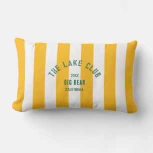 The Lake Club Green Crest Yellow Nautical Stripe Lumbar Pillow