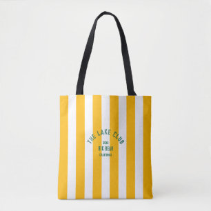 The Lake Club Green Crest Yellow Nautical Stripe Tote Bag