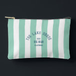 The Lake House Blue Crest Green Nautical Stripe Accessory Pouch<br><div class="desc">The perfect personalized accessory pouch for you lake essentials... Green nautical stripes with orange distressed custom "The Lake House" crest. Personalize with the year, lake and destination. Perfect for a group lake trip, a lake club theme bachelorette party or as a memento for a past lake trip. Matching accessories available...</div>