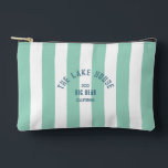 The Lake House Blue Crest Green Nautical Stripe Accessory Pouch<br><div class="desc">The perfect personalized accessory pouch for you lake essentials... Green nautical stripes with orange distressed custom "The Lake House" crest. Personalize with the year, lake and destination. Perfect for a group lake trip, a lake club theme bachelorette party or as a memento for a past lake trip. Matching accessories available...</div>