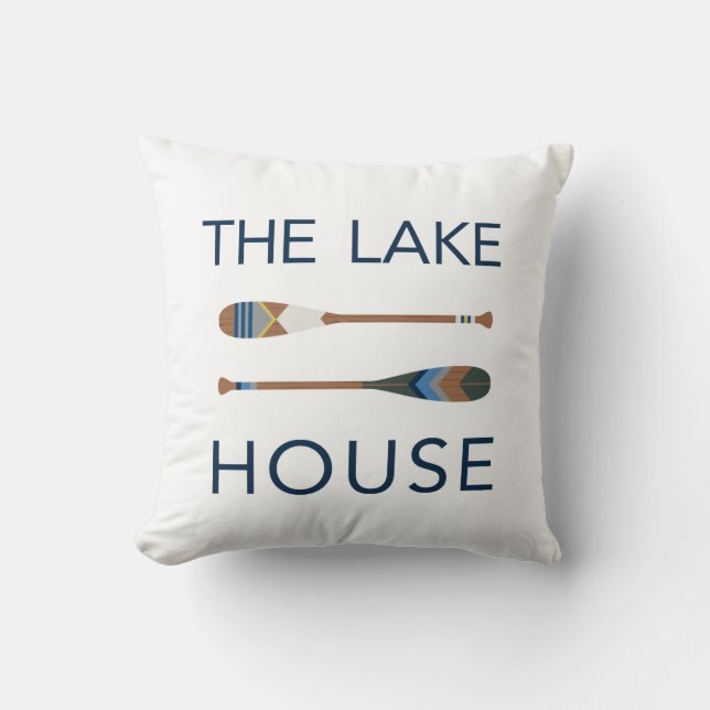 The Lake House Painted Paddle Throw Pillow (Front)