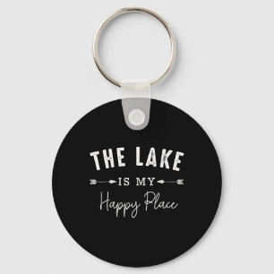 The Lake Is My Happy Place Camping Fishing Boating Keychain