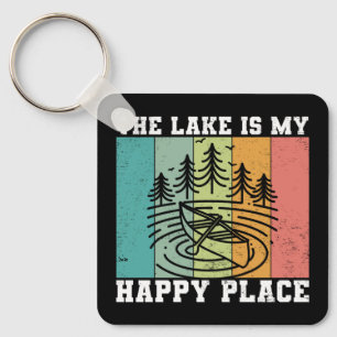 The lake is my Happy Place Distressed Vintage Lake Keychain