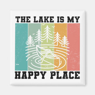 The lake is my Happy Place Distressed Vintage Lake Magnet
