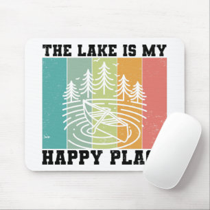 The lake is my Happy Place Distressed Vintage Lake Mouse Pad