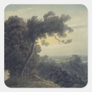 The Lake of Albano and Castle Gandolfo, c.1783-85 Square Sticker