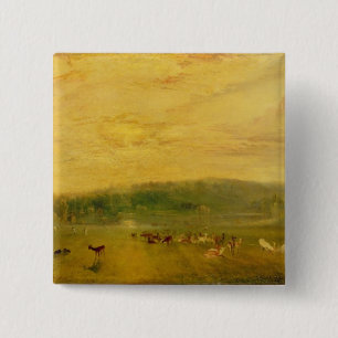 The Lake, Petworth: Sunset, Fighting Bucks 2 Inch Square Button