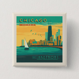 The Lakefront   Chicago, Illinois 2 Inch Square Button