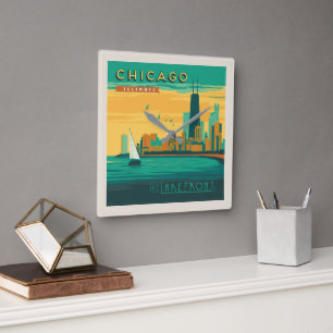 The Lakefront   Chicago, Illinois Square Wall Clock
