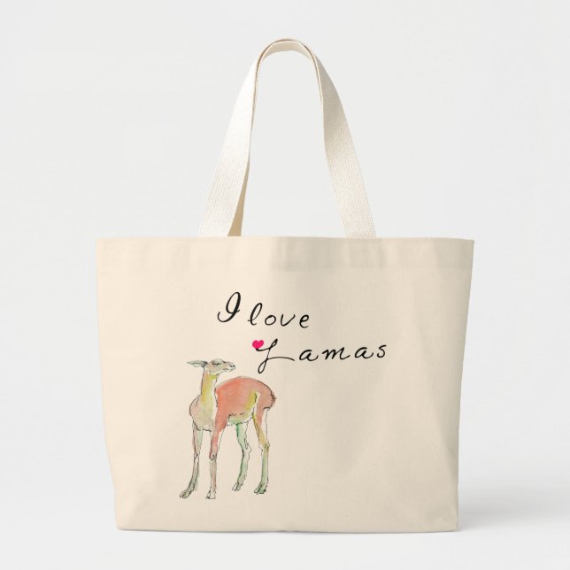 The Lama illustration Large Tote Bag (Front)