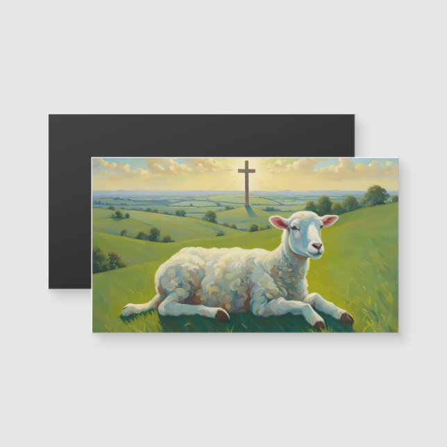 The Lamb and the Cross Magnetic Holy Card (Front/Back)