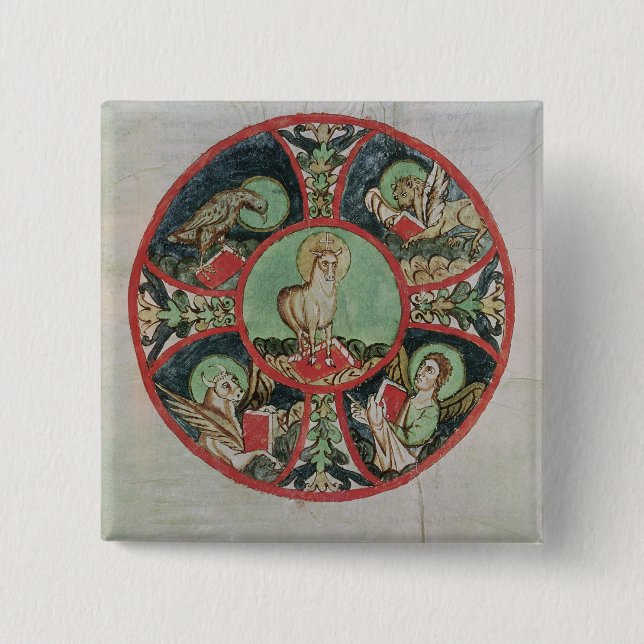 The Lamb of God 2 Inch Square Button (Front)