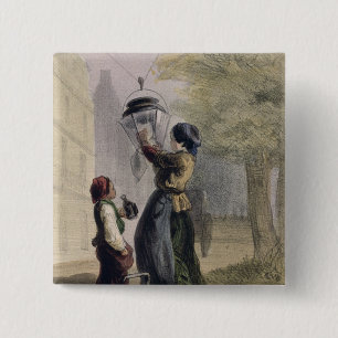 The Lamplighter, from 'Les Femmes de Paris' 2 Inch Square Button
