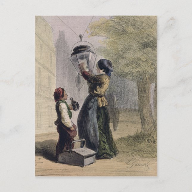 The Lamplighter, from 'Les Femmes de Paris' Postcard (Front)