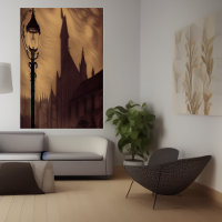 The lamppost in the city | AI Art Poster