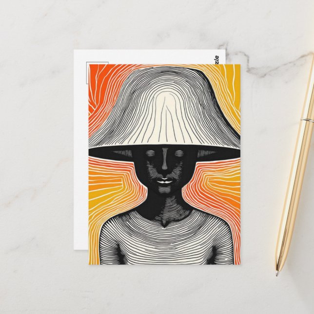 The Lampshade Hat Postcard (Front/Back In Situ)