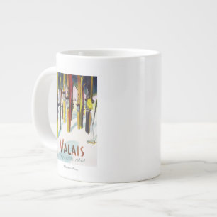 The Land of Sunshine - Skis Standing in Snow Large Coffee Mug
