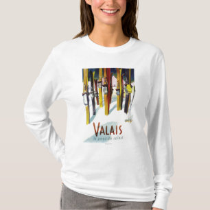 The Land of Sunshine - Skis Standing in Snow T-Shirt