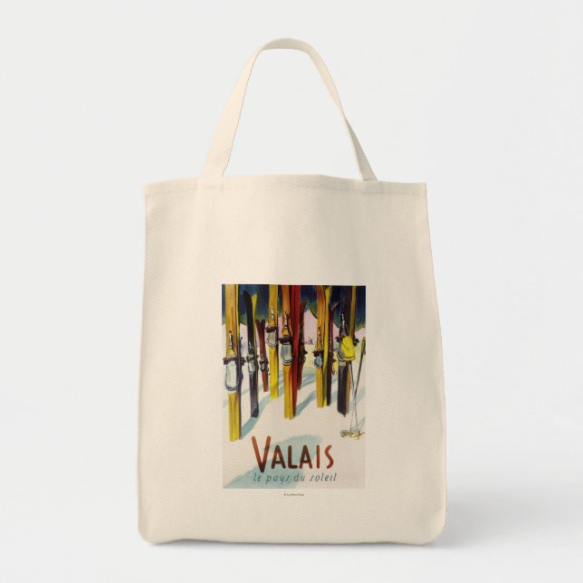 The Land of Sunshine - Skis Standing in Snow Tote Bag (Front)
