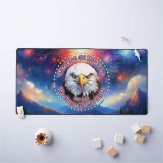 The Land Of The Free Home Brown Eagle Fireworks M Desk Mat