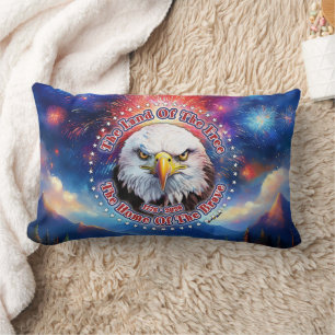 The Land Of The Free Home Brown Eagle Fireworks M Lumbar Pillow