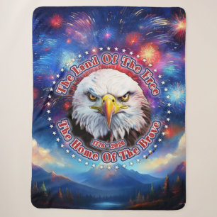 The Land Of The Free Home Brown Eagle Fireworks M Sherpa Blanket