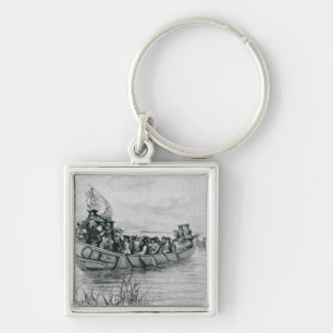 The Landing of Cadillac Keychain