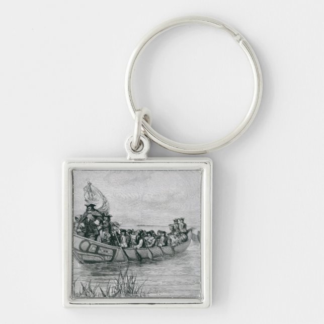 The Landing of Cadillac Keychain (Front)