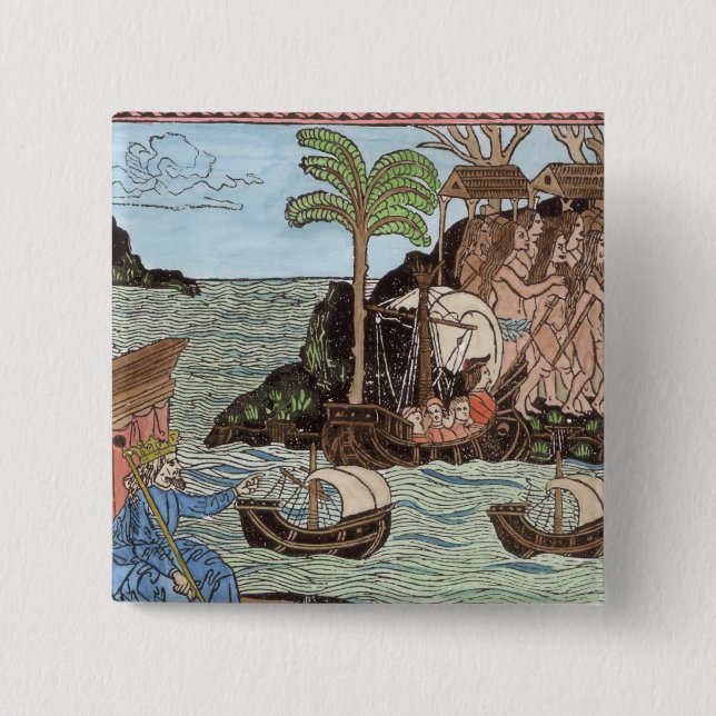 The Landing of Columbus 2 Inch Square Button (Front)