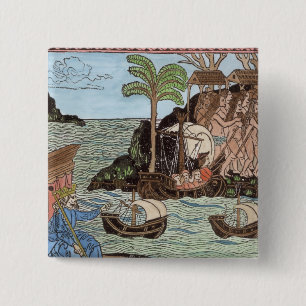 The Landing of Columbus 2 Inch Square Button