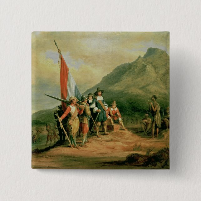 The Landing of Jan van Riebeeck 2 Inch Square Button (Front)