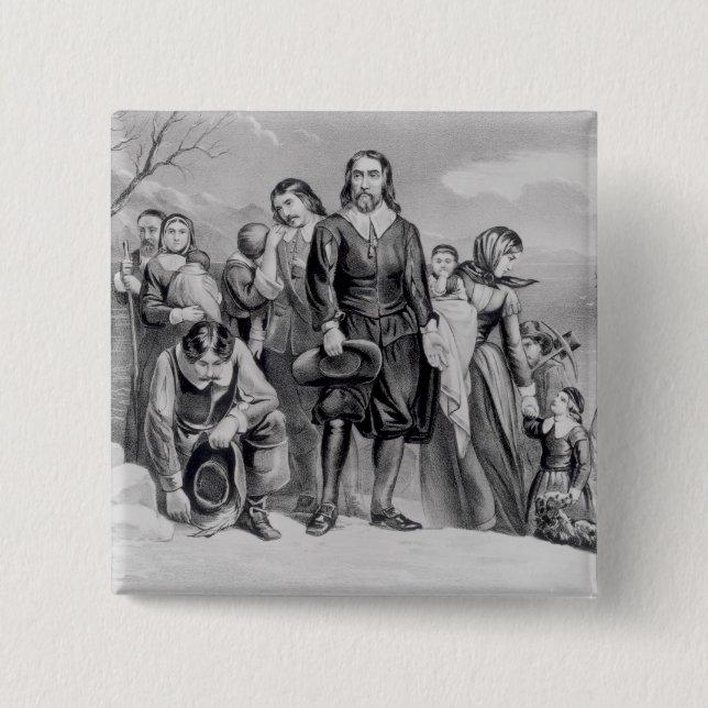 The Landing of the Pilgrims 2 Inch Square Button (Front)