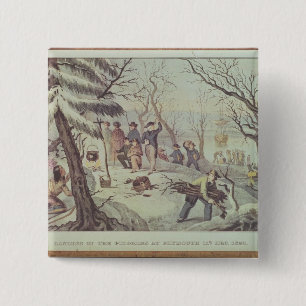 The Landing of the Pilgrims at Plymouth 2 Inch Square Button