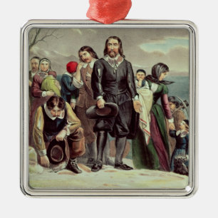 The Landing of the Pilgrims at Plymouth Metal Ornament